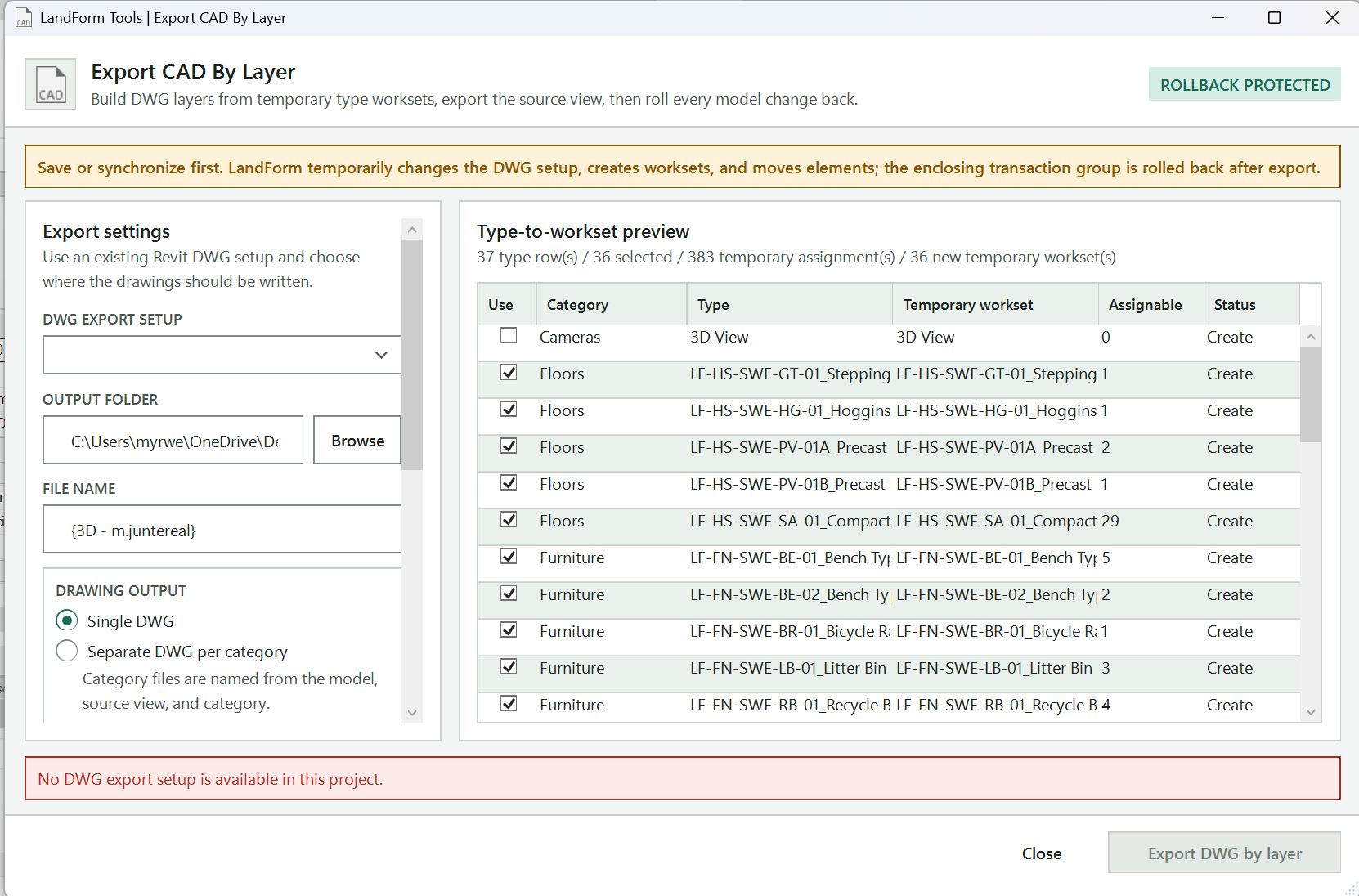CAD By Layer: CAD By Layer export window