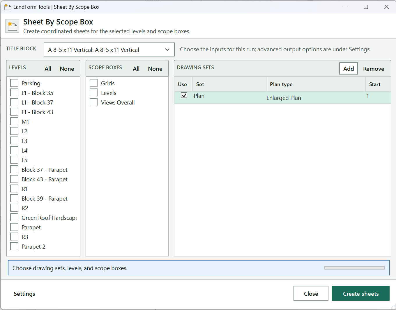 By Scope Box: Sheet by Scope Box window