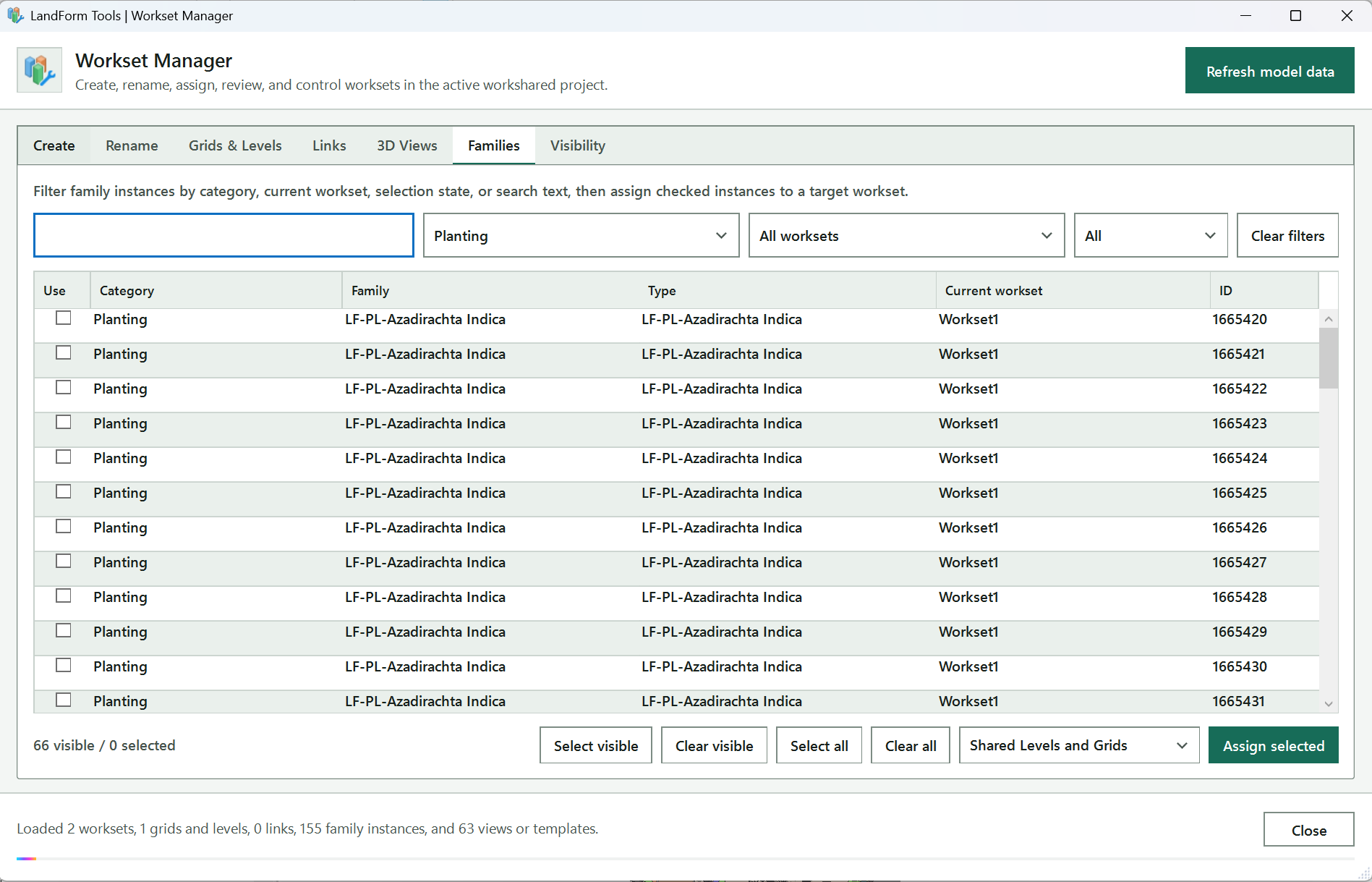 Workset Manager: Workset Manager window